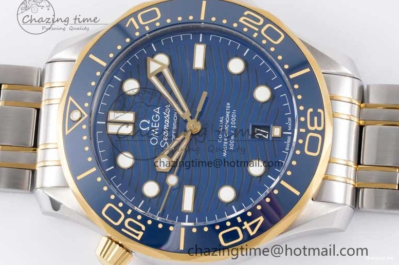 0118 ZeroBulk Seamaster Diver 300M SS YG Blue Ceramic Bezel JVSF 1:1 Best Edition Blue Dial on SS YG Bracelet A 7784